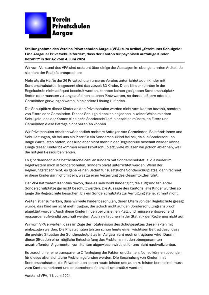 Stellungnahme AZ Artikel